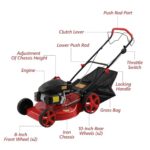 COFECO Gas Lawn Mower, 4-Stroke 3-in-1 w/Bag Self-Propelled Gas Powered Lawn Mower, 20-inch 140CC 6.0HP Gas Mower, 8 Adjustable Heights for Small to Medium Sized Yards