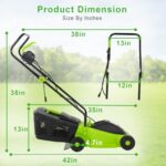 Lawn Mower, 13-Inch Electric Corded Push Lawn Mower, 12 AMP, 3-Position Height Adjustment with Grass Catcher