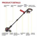 Ecomax 18V 12″ Cordless String Trimmer & Edger, Edger Lawn Tool with 90 Degree Adjustable Head, from Various Environments, Weed Trimmer Include 2Ah Battery and Charger, ELG03, Black & Red