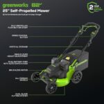 Greenworks 82V 25” Brushless (Self-Propelled) Prosumer Cordless Lawn Mower, (2) 4.0Ah Batteries and 8A Dual Port Rapid Charger