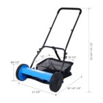 Lawn Mower 16-Inch 5-Blade Reel Mower Push Reel Lawn Mower with Grass Catcher (Blue)