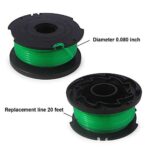 THTEN SF-080 String Trimmer Spool Line Compatible with Black and Decker SF-080-BKP 20ft 0.080″ GH3000 LST540 GH3000R LST540B Weed Eater Auto Feed Single Line with 90583594 Cap Covers Parts