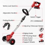 Cordless Weed Wacker, 3-in-1 Cordless Grass Trimmer/Edger Lawn Tool/Brush Cutter, Lightweight Push Lawn Mower Tool with 3 Types Blades and 2Pcs 2.0Ah Batteries, Electric Weed Wacker for Yard/Garden