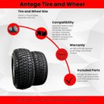 Antego Tire & Wheel (Set of 2) 15×6.00-6 Tire and Wheel Assemblies, ATW-003, 4 Ply Turf Tires, .75″ Precision Ball Bearings, Poulan/Husqvarna Mower Front Tires, and Honda Lawn Mower Tires 15×6.00-6