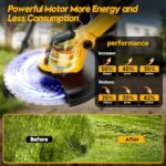 Lemolifys 20000RPM Battery Powered Weed Eater Cordless, 6000mAh Electric Weed Wacker Brush Cutter Heavy Duty, 3 in 1 Grass Trimmer Lawn Mower Edger, Stringless Weed Trimmer Metal Blade, 2 Battery