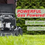 PowerSmart Lawn Mower, 22-inch & 170CC, Gas Powered Self-Propelled Lawn Mower with 4-Stroke Engine, 3-in-1 Gas Mower in Color Black, 5 Adjustable Heights (1.18”-3.02” )