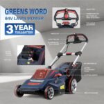 Greens Word 84V Power Lithium Battery Lawn Mower, Self Propelled Electric Cordless with Brushless Motor, Two 2.5AH Batteries and 1 Super Charger, 6 Cutting Height Adjustments, 60Min Run Time