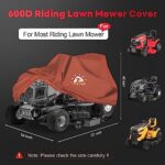 Zettum Riding Lawn Mower Cover – Lawn Tractor Cover Waterproof & Heavy Duty, 600D Outdoor Mower Cover Universal fit with Storage Bag for John Deere, EGO, Toro, Craftsman, Husqvarna, Honda and More
