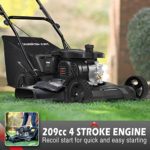 PowerSmart Push Lawn Mower Gas Powered – 21 Inch, 209CC 4-Stroke Engine, 3-in-1 Gas Lawn Mower with Bag, 5 Adjustable Heights 1.18″-3″