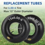 GICOOL 15×6.00-6 Inner Tube(2-Pack), Replacement Lawn Mower Tire Tubes, Heavy-Duty Inner Tube with TR-13 Valve Stem – for Ride-on Mower, Yard Trailers, Tractors, Go Karts, Golf Carts, ATVs and More