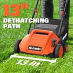 MAXLANDER Electric Dethatcher and Scarifier, 13” 12Amp 2-in-1 Lawn Dethatcher with 4-Position Depth Adjustment, 30L Removable Collection Bag, Airboost Technology Increases Lawn Health