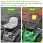 Riding Lawn Mower Seat Cover with Drink Pouch, Waterproof Tractor Seat Covers with Back Pocket Compatible with John-Deere Husq-Varna Crafts-Man Ku-bota Cub Ca-det for Lawnmowers Without Armrests