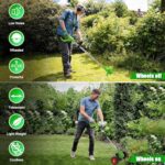 Electric Weed Wacker Battery Operated,Cordless Weed Wacker Battery Powered 2000mAh 21V,3 in 1 Cordless Grass Trimmer Eater with Wheels, Push Weed Trimmer/Lawn Trimmer/Brush Cutter for Yard Garden