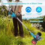 Electric Weed Wacker Cordless 21V 3.0 Ah Weed Eater Battery Powered, with Powerful Brushless Motor 3 in 1 Small Push Lawn Mower Edger Lawn Tool with Adjustable Length & 3 Types Blades,for Garden Yard